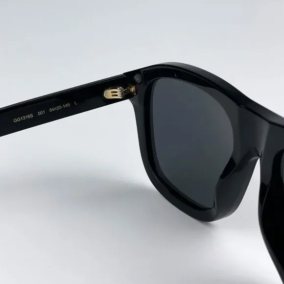 Gucci GG1316S 001 Sunglasses Black Grey Square Unisex